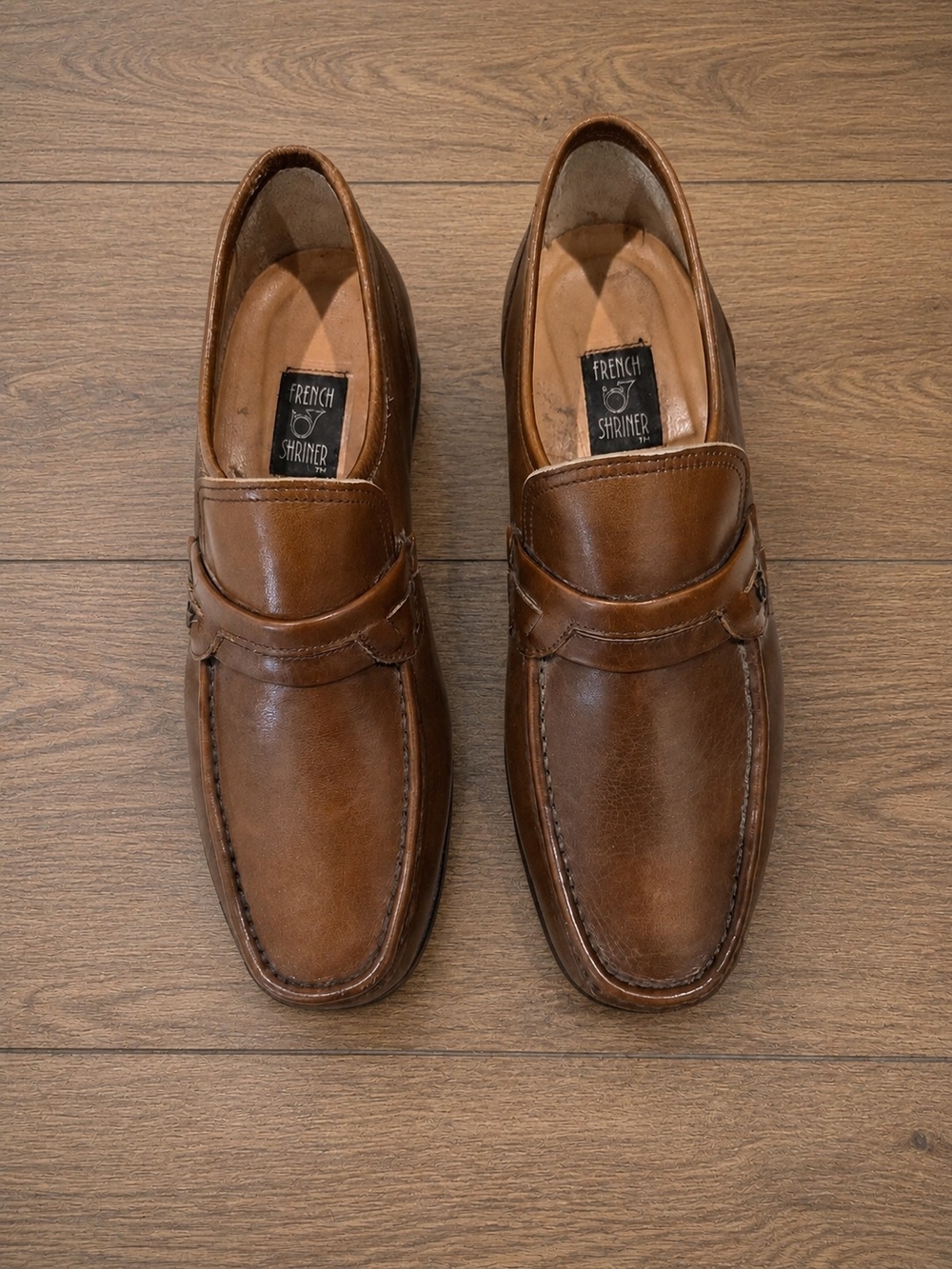 Vintage French Shriner brown leather penny loafers